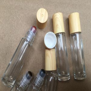 2022 10ML Empty gem Roller bottles transparent Thick Essential Oil glass bottle gemstone jade crystal rollers plastic cap