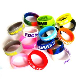 Non-Slip Silicone Ring with Gravure Words Carved filling for E Cig Mod Vapor Silicone Vape Band Non-Skid Silicon Ring DHL Free