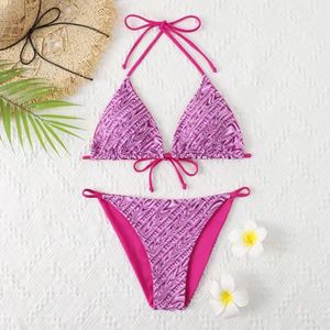 Fashion sexy summer women's bikini swimsuit SSS designer letter print lace up Halter Swimsuit shirt two-piece cross band clothing