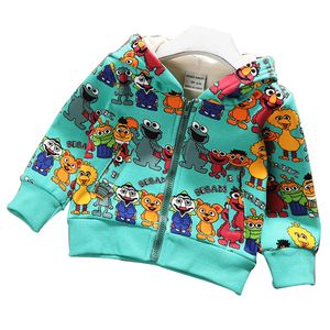 Fall Winter Kids Clothes Boys Jackets Children Hooded Zipper Warm Baby Fashion Cartoon Elmo Coat Infant Cotton Hoodies For Girl 201106