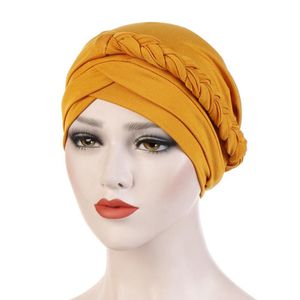 Donna Donna Musulmano Perdita di capelli Stretch Turban Caps Cancer Chemio Hat Tinta unita Treccia Testa Sciarpa Beanie Bonnet