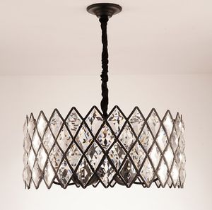 Lampadario moderno a sospensione in cristallo nero design lustro rotondo lampadari a led per soggiorno luci sala da pranzo lampada da camera da letto