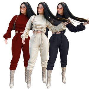 Tasarımcı 2021 Sonbahar Kış Takibi Kadın Tweats Placestring Uzun Kollu Takip Kazak Spor İki Parça Takım Artı Beden Giyim S-5XL