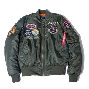 A/W USAFA 빈티지 파일럿 폭격기 비행 재킷 미 공군 탑건 남성 의류 브랜드 겨울 육군 USN MA1 USMC 자수 201028