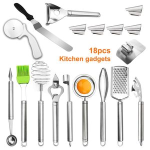 18pcs Stainless Steel Kitchenware Cooking Utensils Set Heat Resistant Kitchen Non-Stick Cooking Utensils Baking Tools