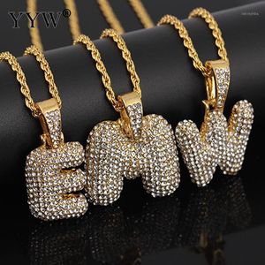 Collane con ciondolo Cubic Zirconia Catena Hip Hop Collana A-Z Nome personalizzato Bolla Lettera iniziale Fascino per gioielli da donna