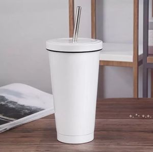 Blank Sublimation Tumbler Cone Milk Mug White Vacuum Insulation Tumbler Stainless Steel Straws Portable Travel Cup 0528