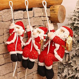 Juldekorationer 22/36 cm trädtopp prydnad hängande tygdocka hänge jultomten klättring år xmas för home1