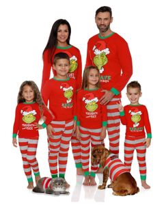 Family Christmas Pajamas Sets Mother Father Daughter Son Cartoon Print Sleepwear Mom Dad Me Home wear Family Matching Clothes 201104