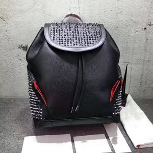 New top women men Genuine leather School Backpack top Branded lamb skin spike bags with crystal black color handbags Sport Backpack