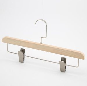 Retro White Wood Clothes Hanger Wooden Slip-Resistant Laundry Pants Trousers Skirt Clip Hangers Rack