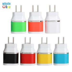 Adattatore da viaggio per caricabatterie da muro CA doppio doppio USB colorato 5V 2A 2 porte per iphone Samsung Smart phone tablet spina EU/USA