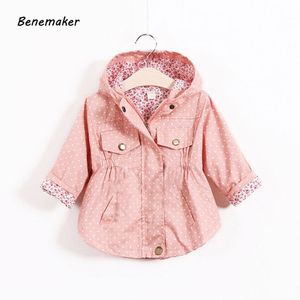 Benemaker Baby Print Jacken für Mädchen Kinder Windjacke Kinderkleidung Frühling Kapuzenmäntel Lässige Oberbekleidung 2-8Y Trench YJ021 201106