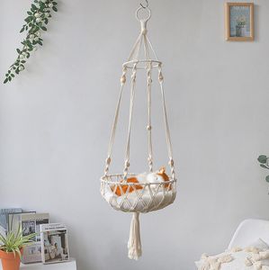 Hand woven cat's Beds nest hammock baskets wall hanging household pet dog cat hanging basket swing net bag