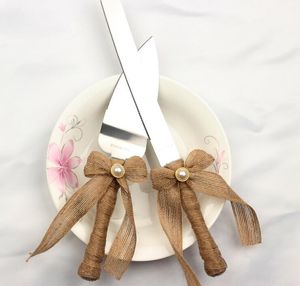 Wholesale stainless steel wedding cake knife for sale - Group buy hemp rope cake knife and server set more style lovely stainless steel good quality personalized factory wedding gift KKD4641