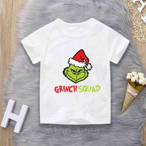 Grinch Squad Merry Christmas Cartoon Print Children T-shirts Girls/Boys Funny Baby Clothes Kids Summer Tops Tshirt Boys Clothing G1224