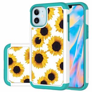 TPU PC Armor Full Protection Phone Case for iPhone 12 mini 11 pro max 7 8 plus Sunflower Cover for Samsung Galaxy S20 S10 S9 Plus Note 20 10