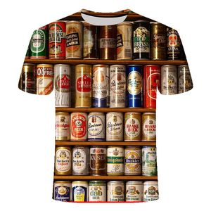 Rolig T-shirt sommar mäns märkesrunda hals T-hirt Bell Beer Short Sleeve 3D Tshirt Digital Utskrift T-shirt