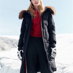 ボシジェン過酷な冬のジャケット女性のガチョウダウンコート大きな自然の毛皮の外向的な防水防風の厚い長いパーカーB80142154 201202