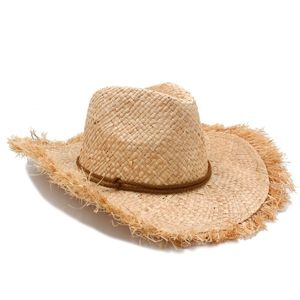 Fashion Men jazz Cowboys Hats Best Mens Western Nature Raffia Straw hat New Women Cowgirls roll-up Summer Sun Caps Y200714