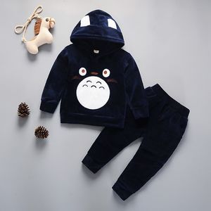 Moda Crianças Meninos Meninas Dos Desenhos Animados Roupas Suits Bebê Veludo Hoodies Calças / Conjuntos Primavera Outono Criança Choadsuits Algodão LJ201202