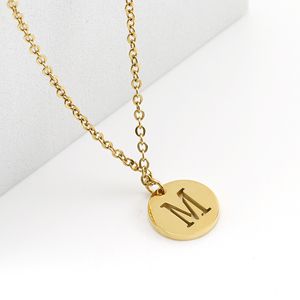 Round hollow cut 26 initial capital letters A to Z Alphabet pendant Stainless Steel gold silver personalized name DIY charm for bracelet chain necklace couple lovers