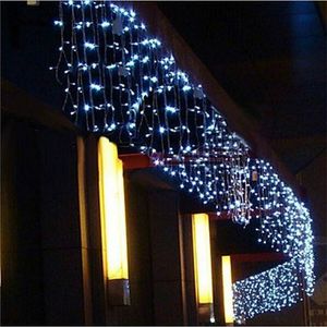 Ledd gardin icicle sträng ljus 110v 220v LED Jul Garland LED Lyser Fairy Xmas Party Garden scen utomhus dekorativt ljus 5m bred