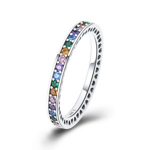 Rainbow White Ametyst Gemstone Sterling Silver Eternity Pierścionek dla kobiet