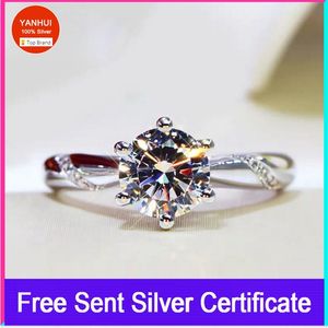 Big 98% OFF! 100% 925 Sterling Silver 6mm 1.0ct Zirconia Diamond Ring Wedding Fine Jewelry Design YANHUI(363) 220207