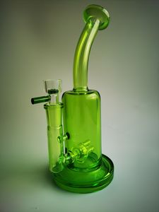 Vintage 8.7INCH Heady Original Grön Glas Bong Vatten Rökning Hookah Rör 14mm Bubbler Tree Perc Oil Dab Rigs kan sätta kundlogotyp