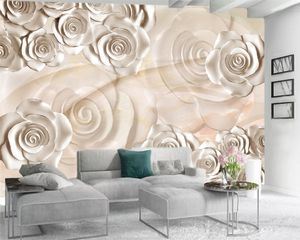 Flower Wallpaper 3D Modern Flora 3d Wallpaper Simples e Retro Rose Gold Romântico Flora Silk decorativa 3d Mural Wallpaper