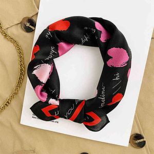 Ny 2022 Märke 100% Ren Silk Scarf Kvinnor Hals Hijab Foulard Poncho Headband Fashion Print Neckerchief Scarves Bandana Y220228