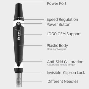 Microneedle Derma Caneta A7 Dr. Caneta Novo Microneedling Dermapen Uso Início com 6 pcs Cartuchos de Agulha DHL Express Entrega