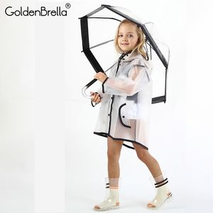 Przezroczysty wodoodporny deszczowiec dla dzieci Eva Rain Coat Dziewczyny Wiatroszczelne Poncho Przedszkole Kids Baby Baby Rainwear Rainsuit Y200324