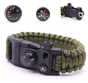 Utomhus överlevnad armband multifunktionell militär nödväxel paracord armband armband för män kvinnor räddning camping vandring armband