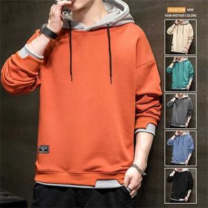 Erkekler rahat harajuku sweatshirt hoodies erkek düz renkli kazak üstleri bahar sonbahar moda erkek kapüşonlu sweatshirt giyim 220114