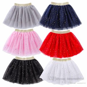 2022 Spring Girls lace tulle tutu skirt kids stars moon sequins gauze princess skirts children birthday party dance clothing Q4240