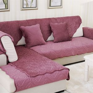 1шт диван крышка сплошной цвет плюшевой кушетки крышка сиденья подушка подушки европа стиль кожаный диван л угловой нескользящий диван полотенце LJ201216