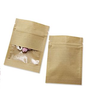 100pcs lot 7x9cm 9x13cm 13x18cm Brown White Kraft Paper Bag Smell Proof Sample Bags Pouch for Food Dried Fruit Tea