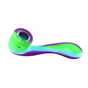 Smoking hand pipes silicone material dab rig hookahs smoke oil bubbler 7 shape pipe tobacco