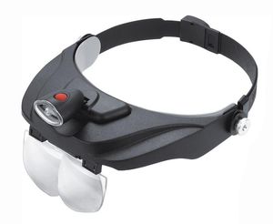 Microscope 81001-F 1.2X 1.8X 2.5X 3.5X Hands Free Magnifying Glasses Headband Magnifier Head-mounted LED Light Loupe Visor For Jewelry