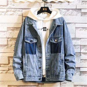 Mens Single Breasted Denim Jacket Coats Fashion Korean Version Stand Collar Casual Outerwear Designer Male Loose Long Sleeve Pocket Jackets