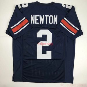 Jersey de futebol costume do Cam Newton Blue College Adicione qualquer nome de nome