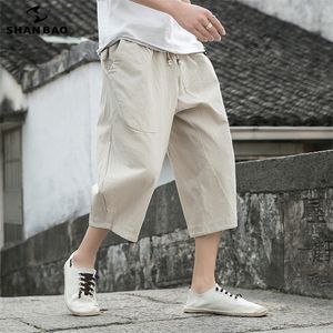 Homens Casual Harem Calças Verão Novo Estilo Japonês e Estilo Coreano Moda Loose Alta Qualidade Algodão Calças Cropped 201114