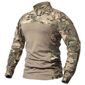 屋外キャンプ戦術的な戦闘シャツ男性コットンユニフォームカモフラージマルチカムアメリカ軍の衣服迷彩長袖シャツ1