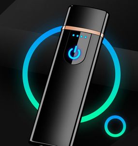 USB 충전식 라이터 전자 담배 라이터 Flameless 터치 스크린 스위치 다채로운 windproof 가벼운 빠른 DHL 2021