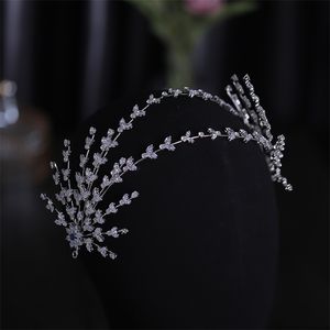 Hochzeit Haarschmuck Silber Farbe Luxus Stirnbänder Zirkon Tiaras Kronen Braut Königin Prinzessin Diadems Haarband Frauen Schmuck 220214