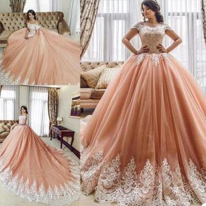 Kvinnors Eleganta Evening Klänningar Av Skulder Lace Appliques Prom Kappor 2021 Skräddarsydda Sweep Train Ball Gown Special Occasion Dress