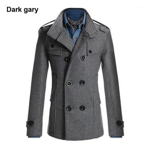 Men's Wool & Blends Wholesale- Spring Autumn Men's Woolen Coats Casual Overcoat Fashion Coat Men Windbreaker Jacket Peacoat Casaco Sobr