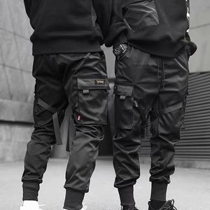 New Hot Fashion Men Cargo Pants Ribbons Harem Joggers Harajuku Casual Sweatpant Pants Hip Hop Pantaloni Trendy Casual Youth 3XL LJ201007